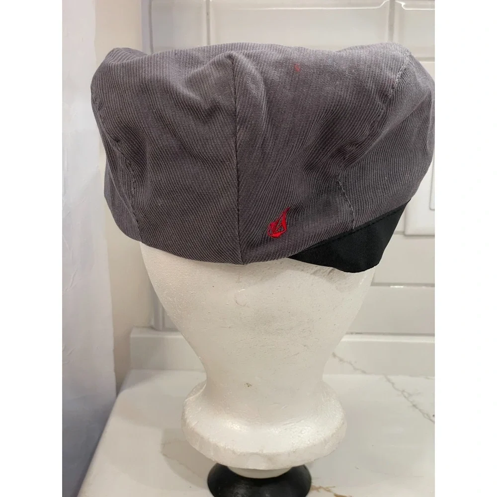 Vintage Y2K Volcom Gals Flat Cap Hat Women One Size Gray Corduroy Newsboy New